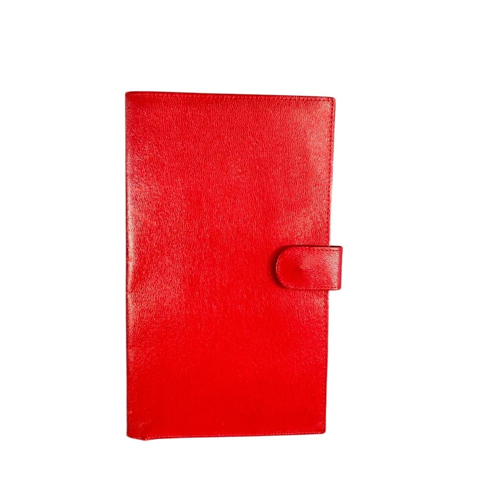 Bond Street Italy Pinkid Red Leather Checkbook Cover Wallet Snap Closure
